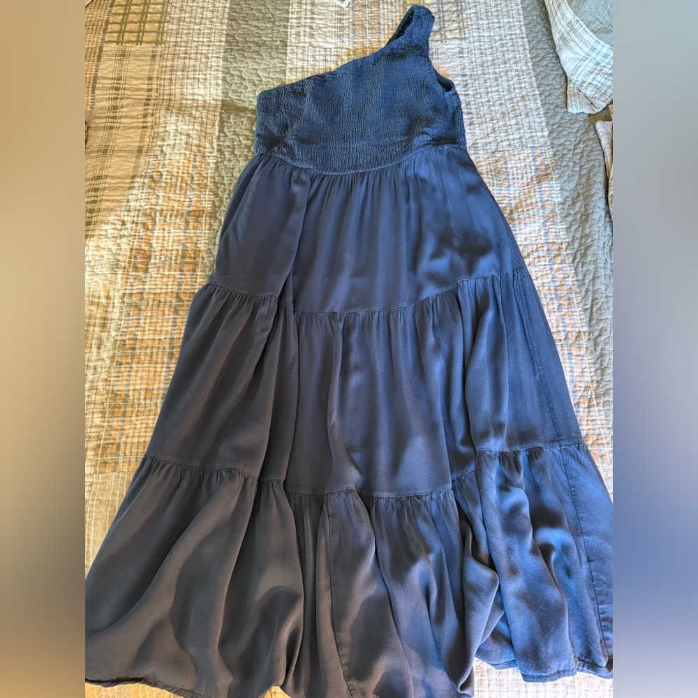One Shoulder Blue Women's Maxi Dress